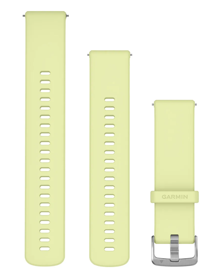 Quick Release Bands 22 mm Citron silicone , silver hardware