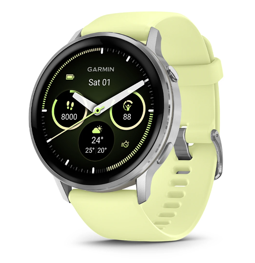 Venu® 4 - 45 mm Silver with Citron Silicone band